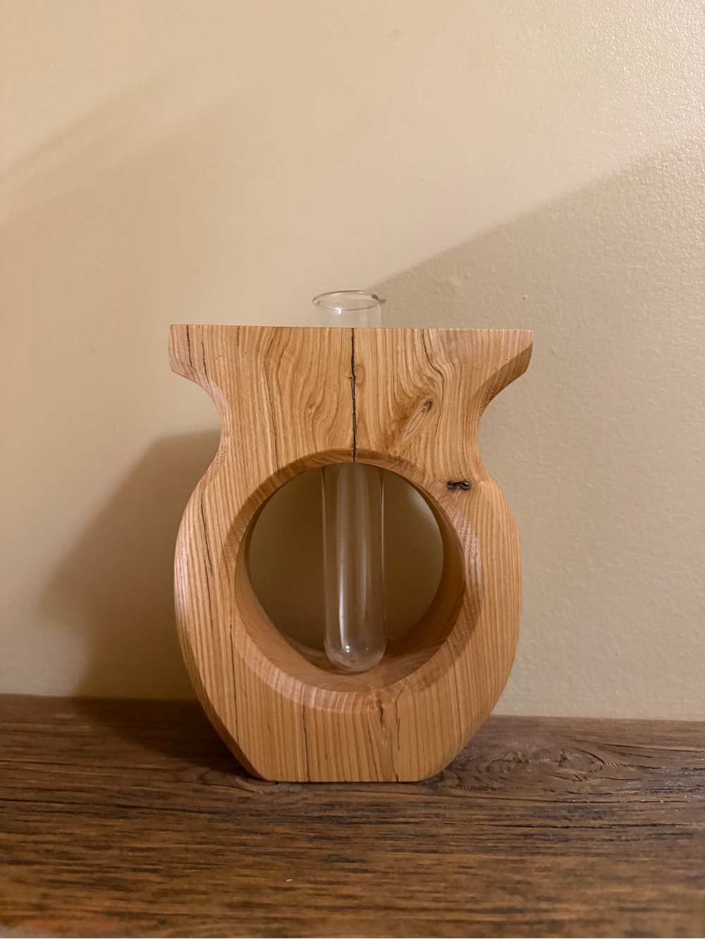 Natural Wood Single Stem Bud Vase in Light Oak